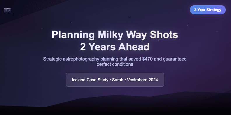 Planning Milky Way Shots 2 Years Ahead: Iceland Case Study